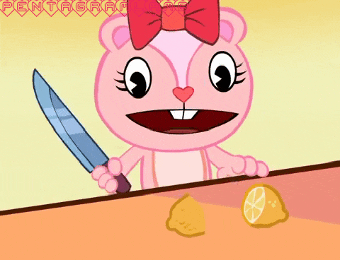 HTF pink character with knife